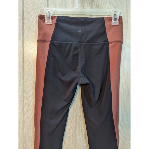 Athleta Salutation Colorblock Asym Powervita Leggings Size Small Copper Black - Picture 5 of 12